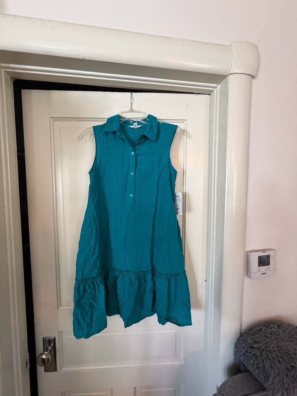 Time and Tru Shirt Dress Size XS (0-2) Teal Lagoon Sleeveless Ruffle Hem